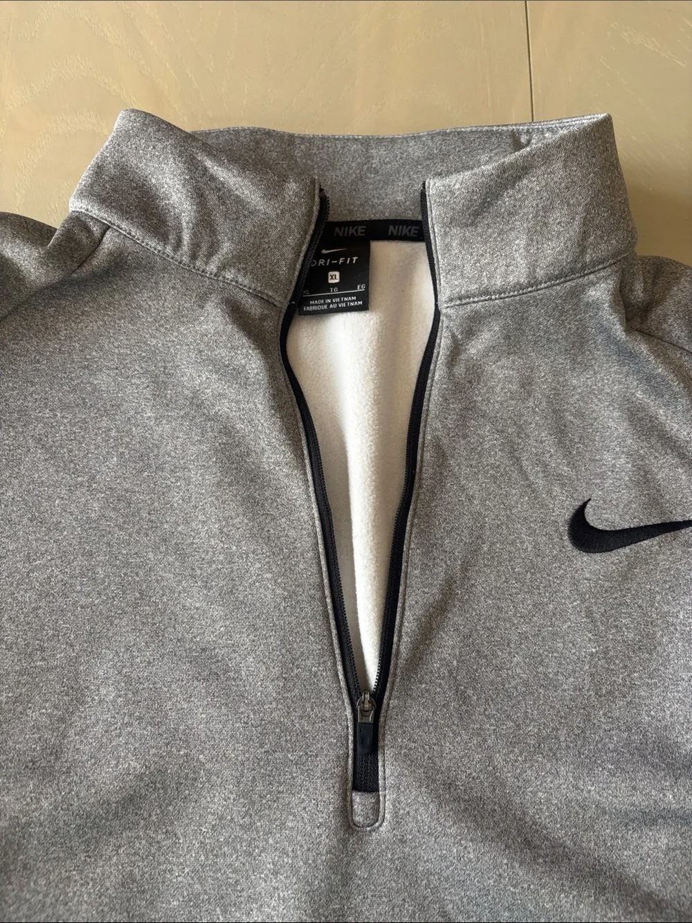 Nike Men's Heather Gray Quarter-Zip Pullover with Black Swoosh